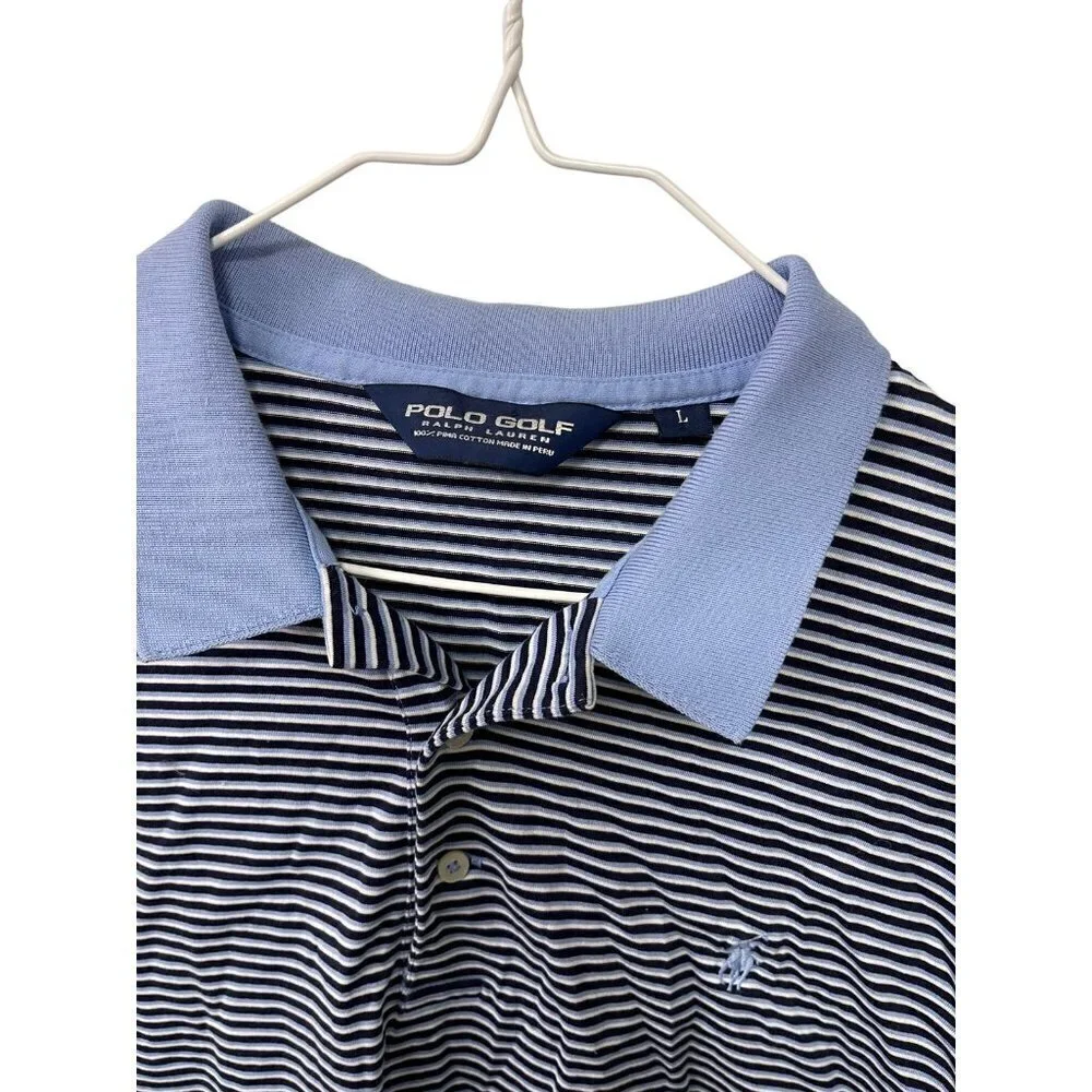 Polo Ralph Lauren Golf Polo Pima Cotton Stripes Collared Casual Men’s Size L